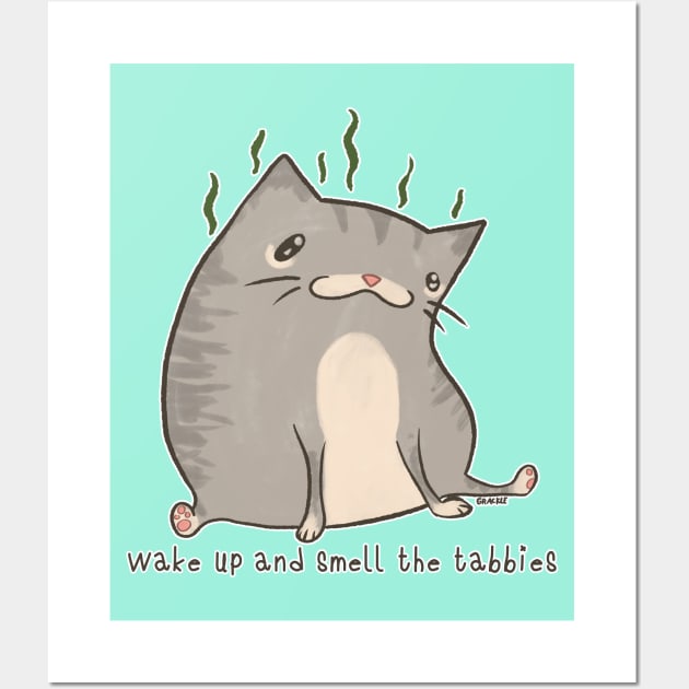 Wake Up and Smell the Tabbies (Gray Version) Wall Art by Jan Grackle